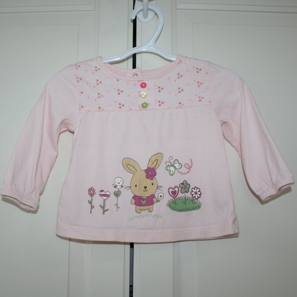 5/$20 Baby girl long t-shirt bunny 6-12 months - Picture 2 of 13